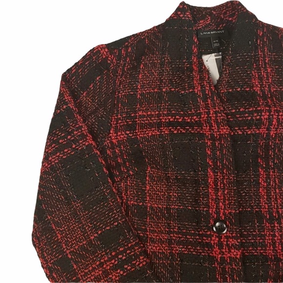 NWT Lane Bryant Black & Red Plaid Jacket - Picture 3 of 7